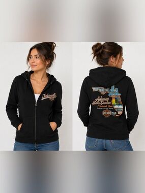 Harley-Davidson Jacksonville Florida Full Zip Hoodie Black Size Large